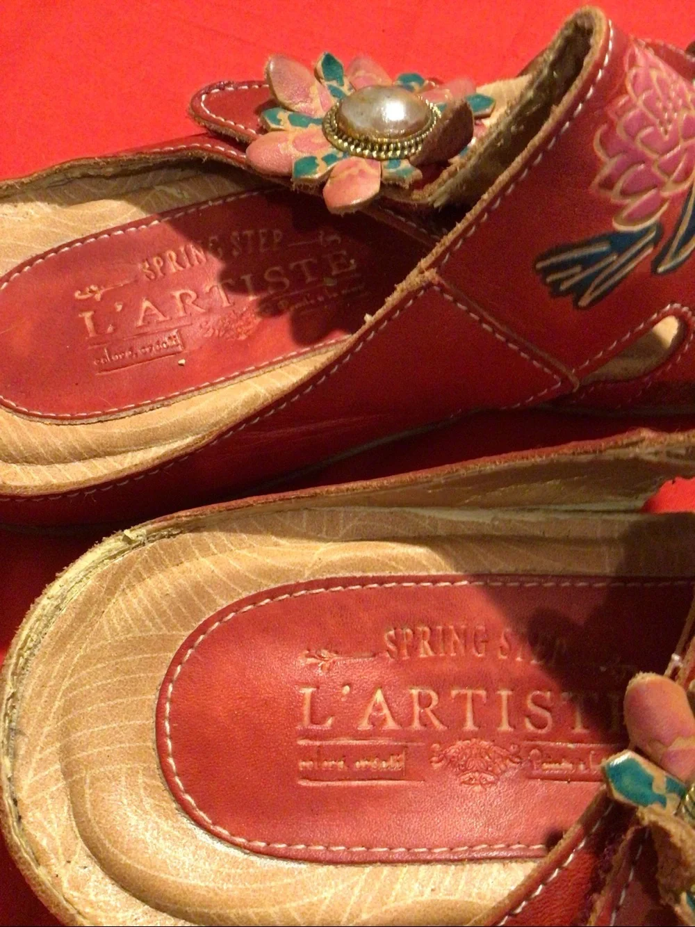 Loco Artiste Caim Spring Step Sandals Red Sz 38 7.5